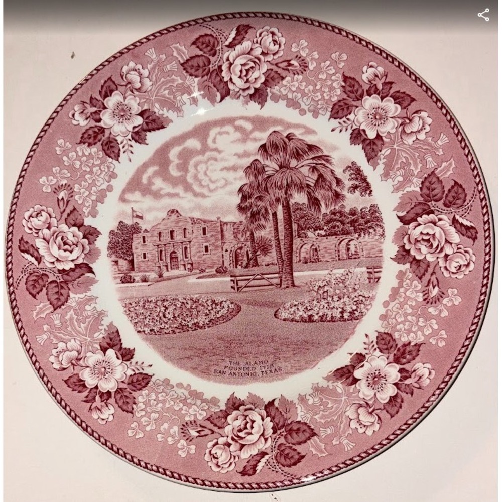 Vintage Jonroth Staffordshire Pink Transferware The Alamo San Antonio Plate